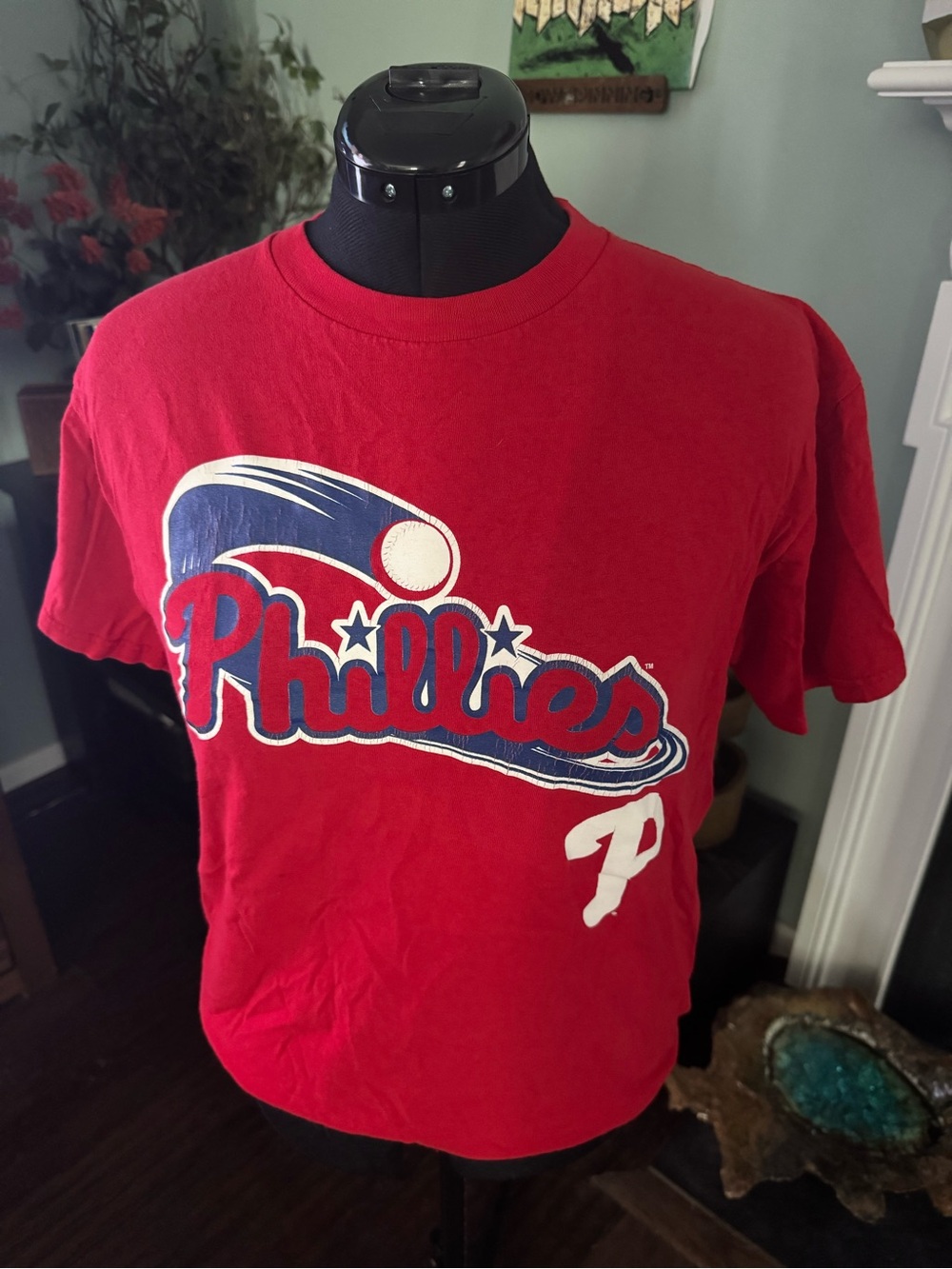 MLB Phillies Red Tee with Blue & White Script Logo